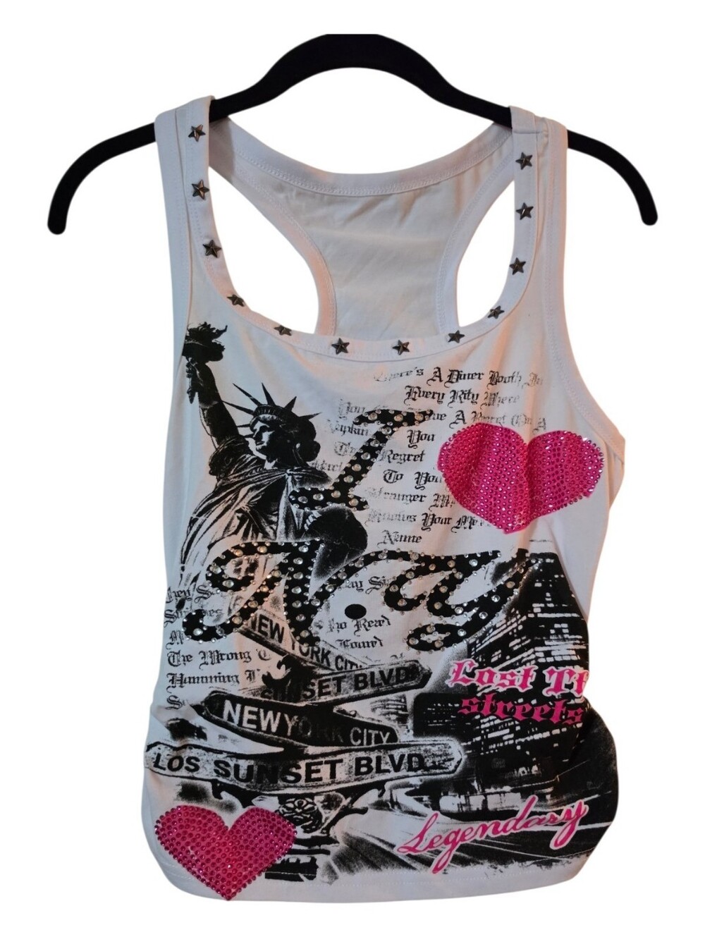 ROMWE Street Life Y2K Retro Streetwear Slogan Print Rhinestone Tank Top - Picture 7 of 8